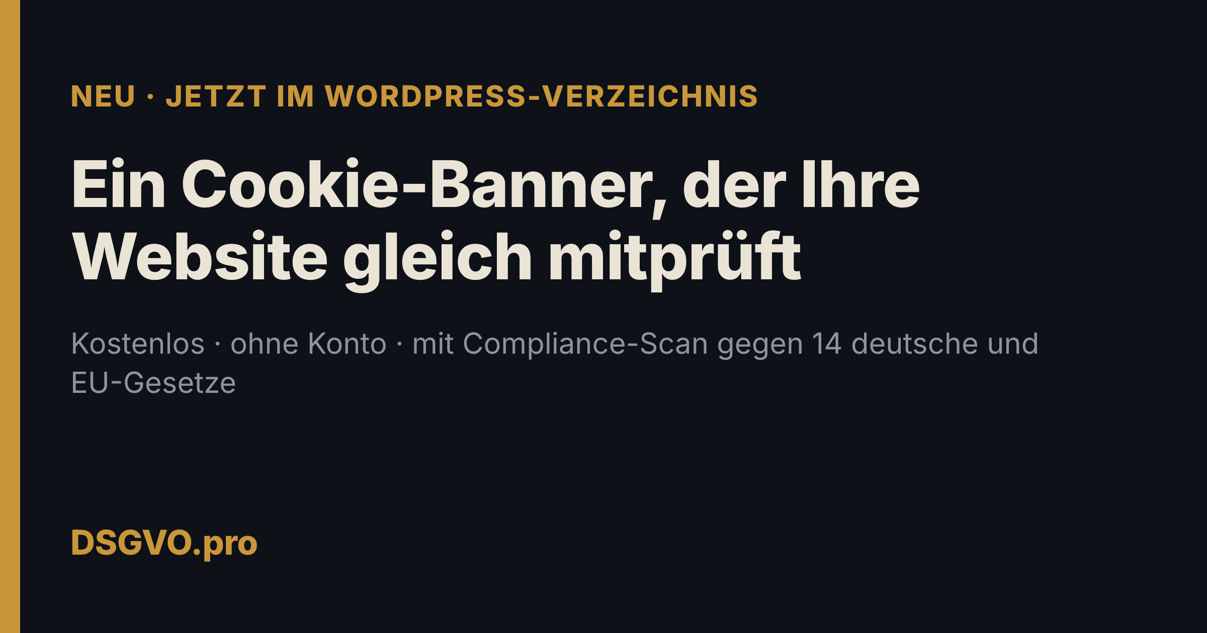 Unser Cookie-Banner ist jetzt WordPress-Plugin — kostenlos, mit eingebautem Scanner