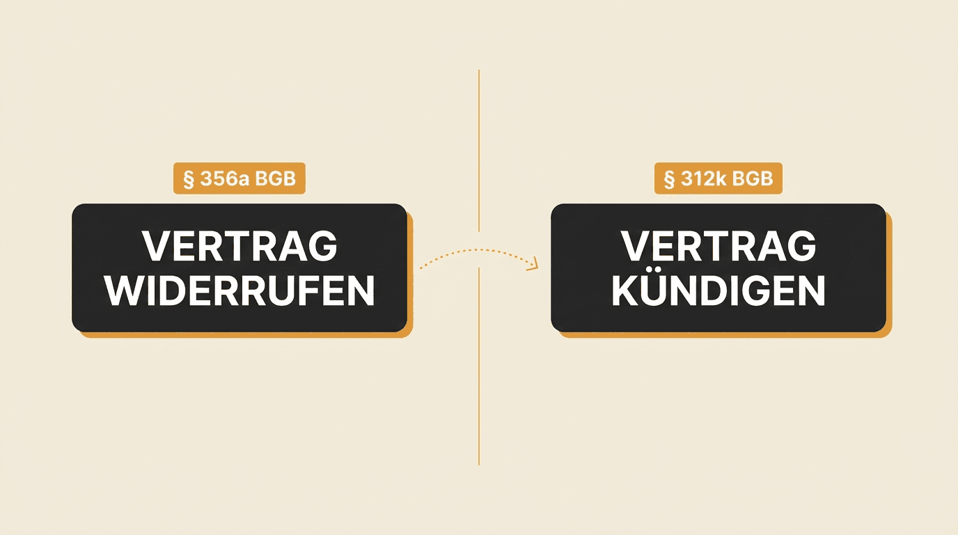 § 356a Widerrufsbutton vs § 312k Kündigungsbutton: Wann brauche ich welchen?